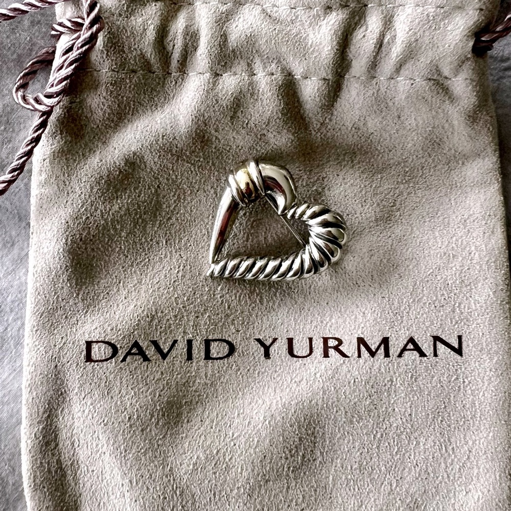 Vintage David Yurman yellow gold & silver heart brooch pin.